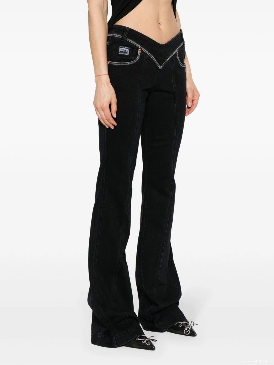 Cheap Jeans Versace Couture low-rise flared Women jeans 0703